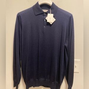 BRUNELLO CUCINELLI MENS CASHMERE L/S POLO LARGE $1195